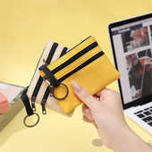 零钱包女帆布手拿小包布袋短款 迷你小钱包卡包三层拉链钥匙硬币包