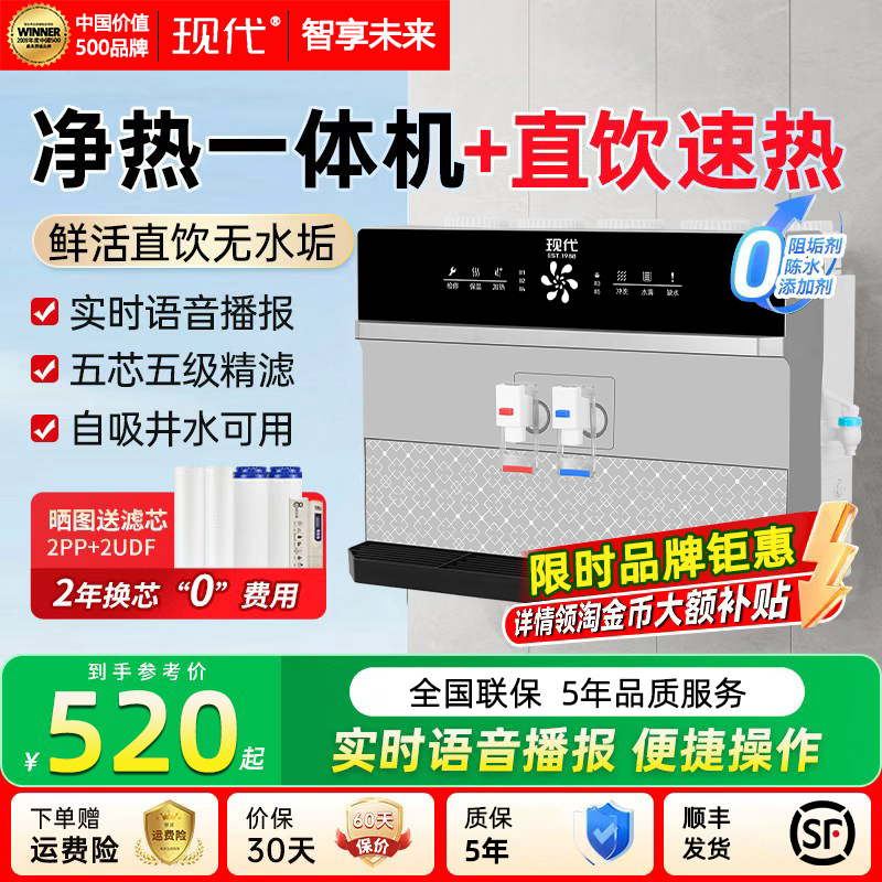 现代净水器家用自来水厨房直饮RO反渗透加热一体机过滤通用壁挂式