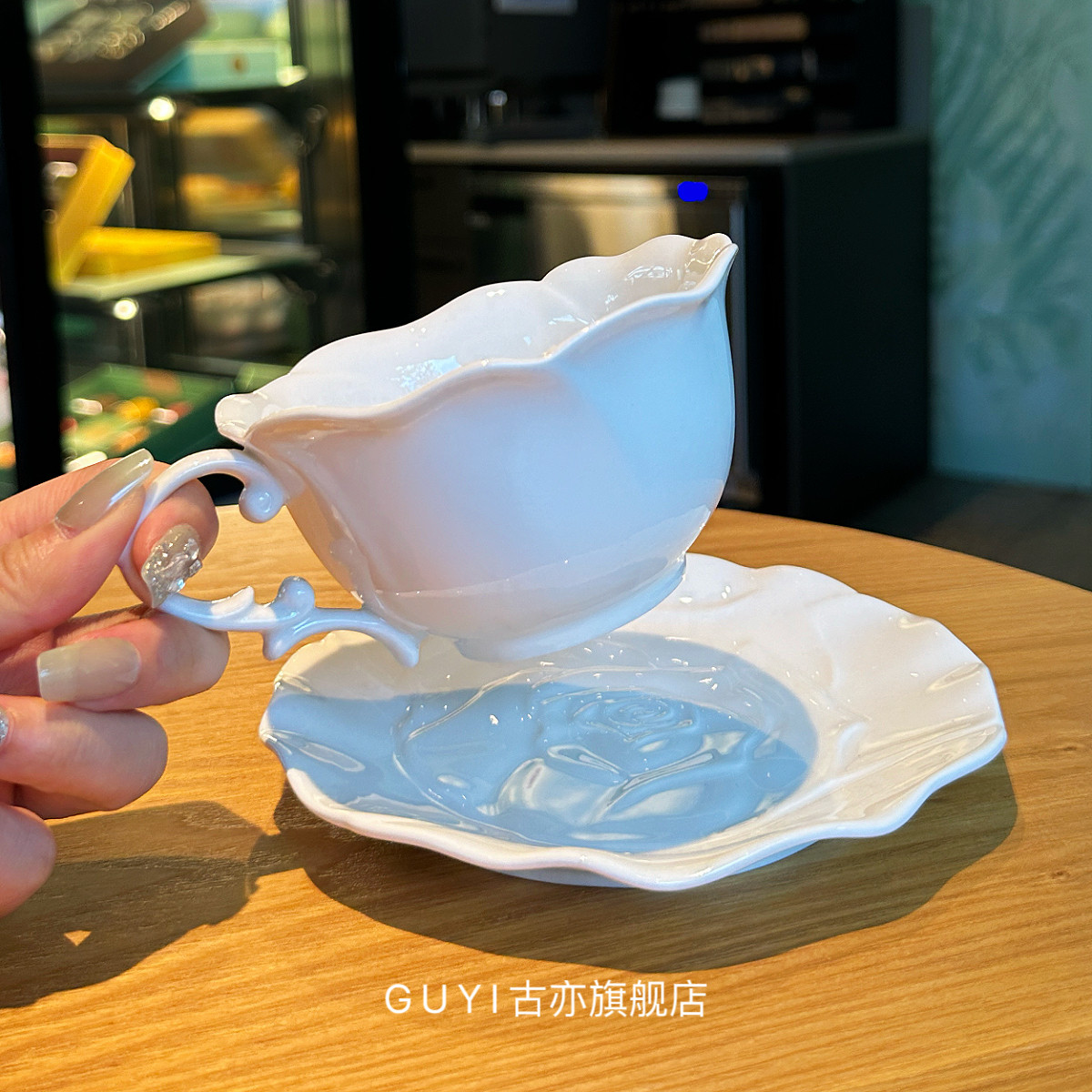 法式复古立体玫瑰vintage杯碟陶瓷下午花茶套装咖啡杯拿铁杯碟