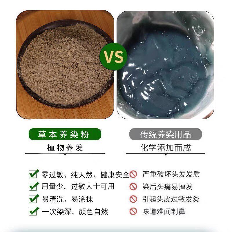 中药材染发粉植物天然养发专业剂膏霜遮盖白头发无刺激防过敏焗油