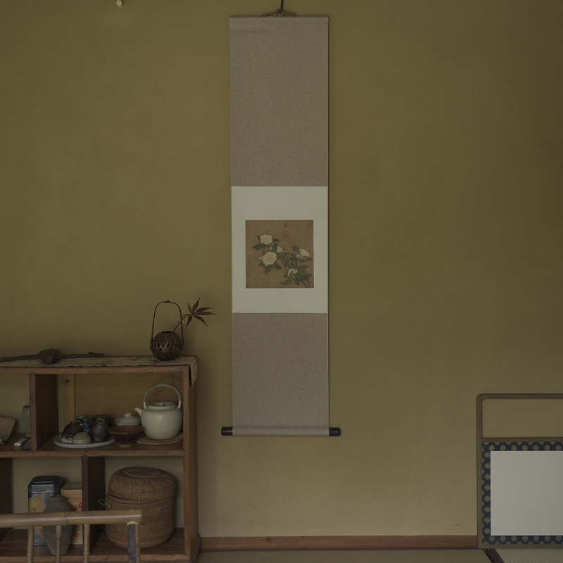 是名一鹿 宋小品花鸟挂画中式禅意装饰画卷轴蔷薇桃花茶空间