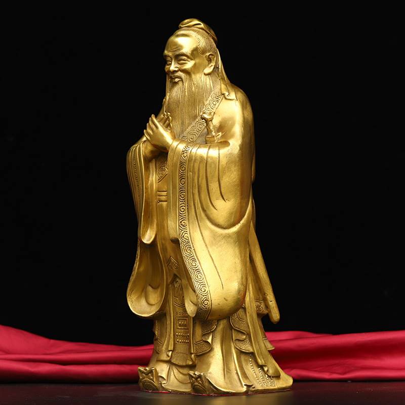 纯铜孔子学习孔夫子铜雕塑书房书桌孔圣人佛像铜孔圣人像家居摆设