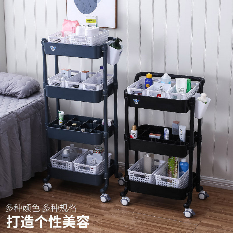双层美容店美甲火罐置物架 多层落地架子 塑料多功能美容院小推车