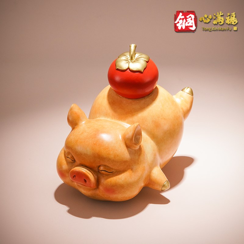 铜摆件《诸事圆满》铜工艺品 桌面客厅玄关家居装饰品铜猪摆件