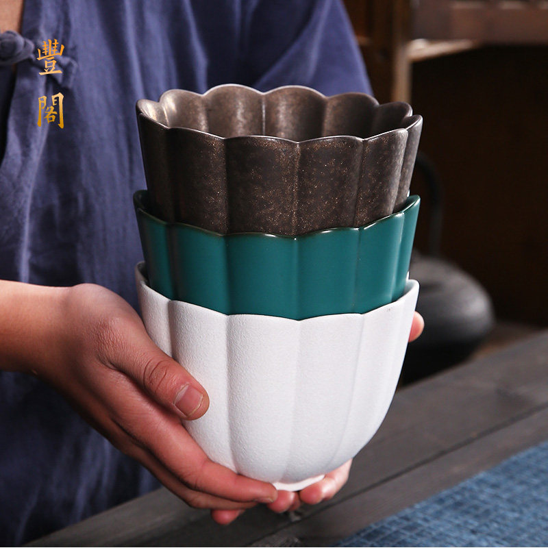 宋代窑变鎏金青釉莲花温酒碗宋代点茶执壶茶具配件瓜棱古风温酒碗