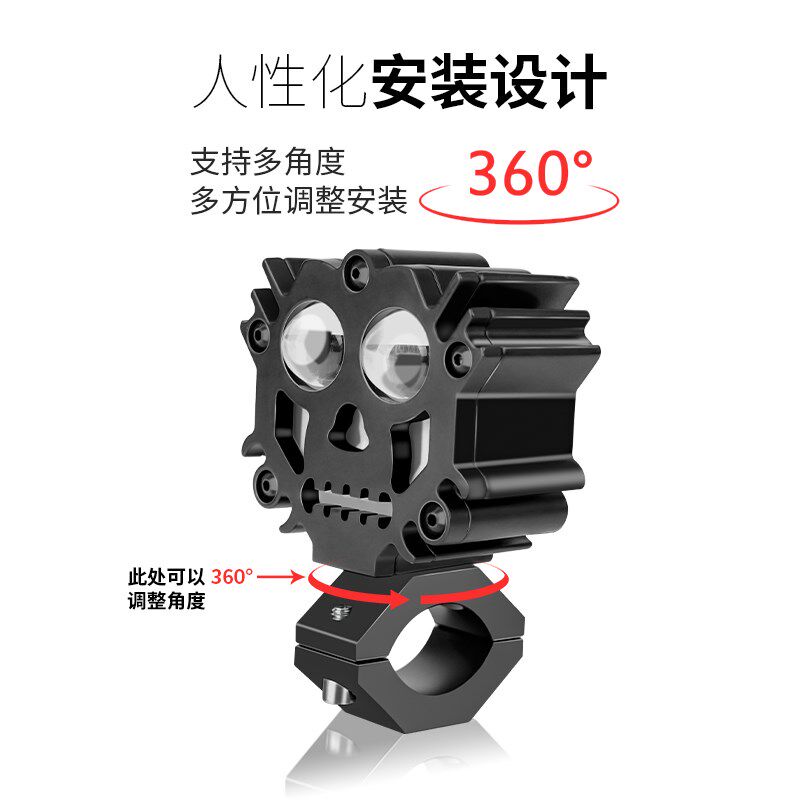 电动车灯摩托车超亮led前大灯外置改装12v60强光透镜铺路射灯通用