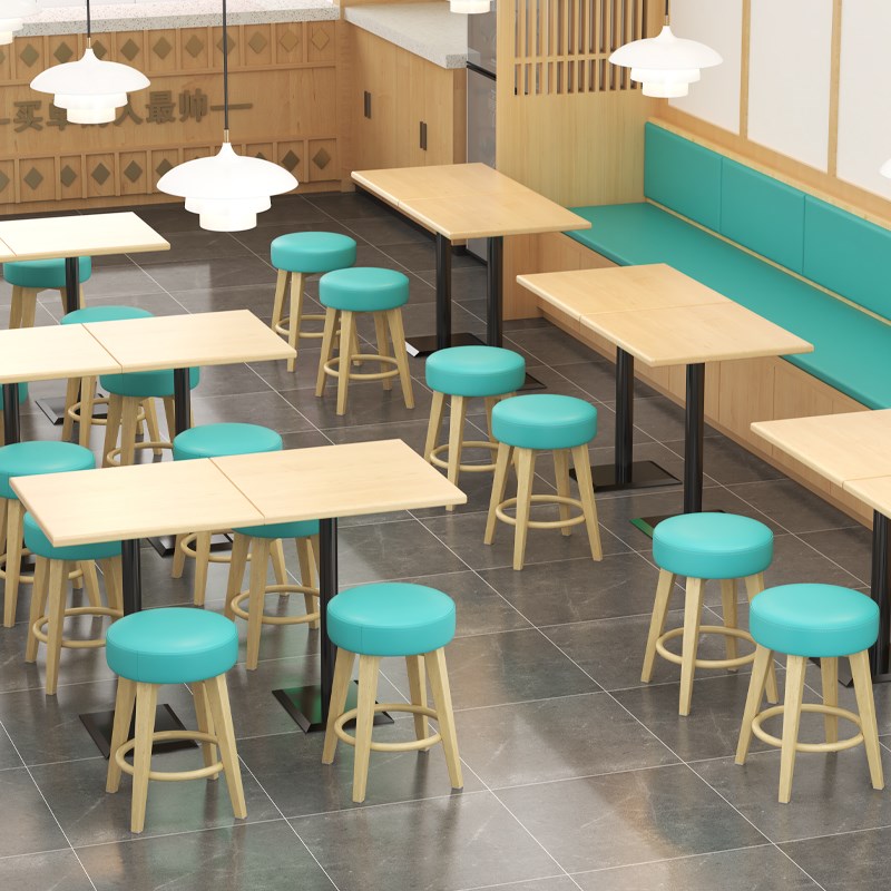 快餐小组合圆凳软包桌椅商用饭店面馆凳子餐厅餐饮小吃麻辣烫连锁