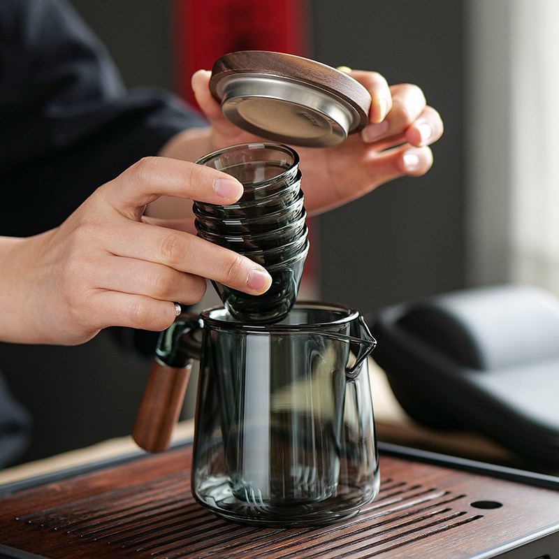 旅行茶具套装便携式快客杯套装带茶盘户外整套功夫简约玻璃泡茶壶