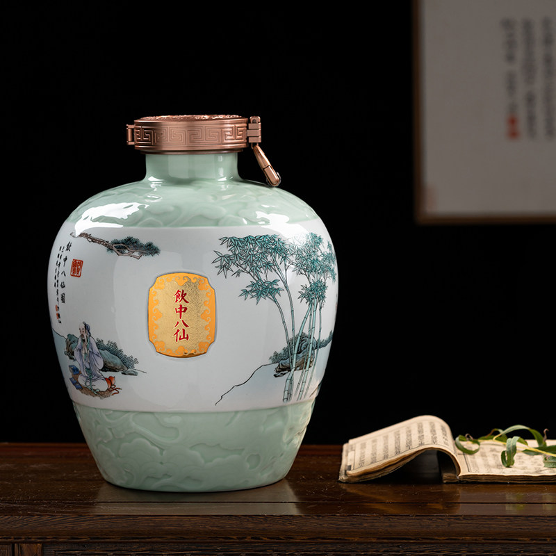 景德镇陶瓷泡酒坛酿酒坛5斤10斤20斤仿古创意酒瓶家用存酒壶定制