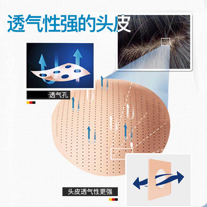全手织中老年男士假发头顶补发片无痕递针短发定做全真人发块脱发
