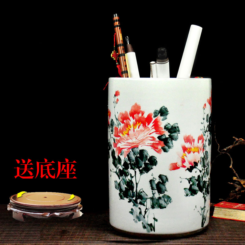景德镇陶瓷器书画缸箭筒剑筒卷轴缸伞缸书画筒字画筒手绘牡丹梅花