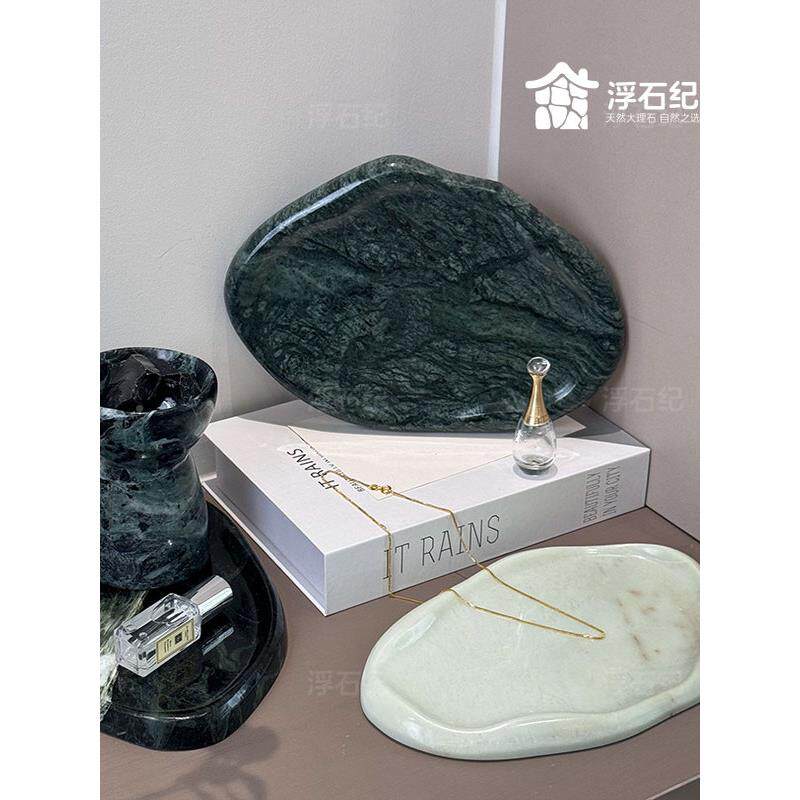 家居高模端云薰EIQ状大理石托盘入口饰珠宝储品物香型房装饰