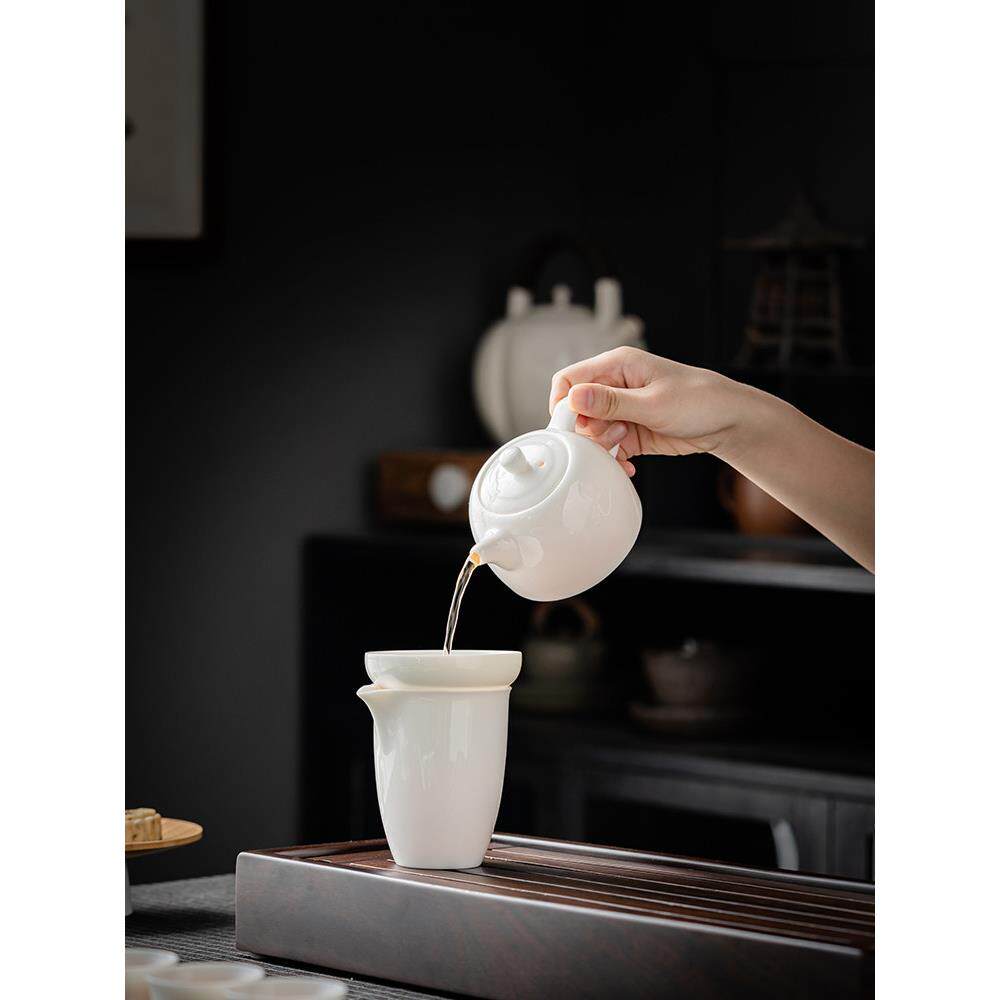 白茶具套装家瓷用中式陶公瓷功夫茶茶壶盖碗茶杯AUA办泡茶简约小