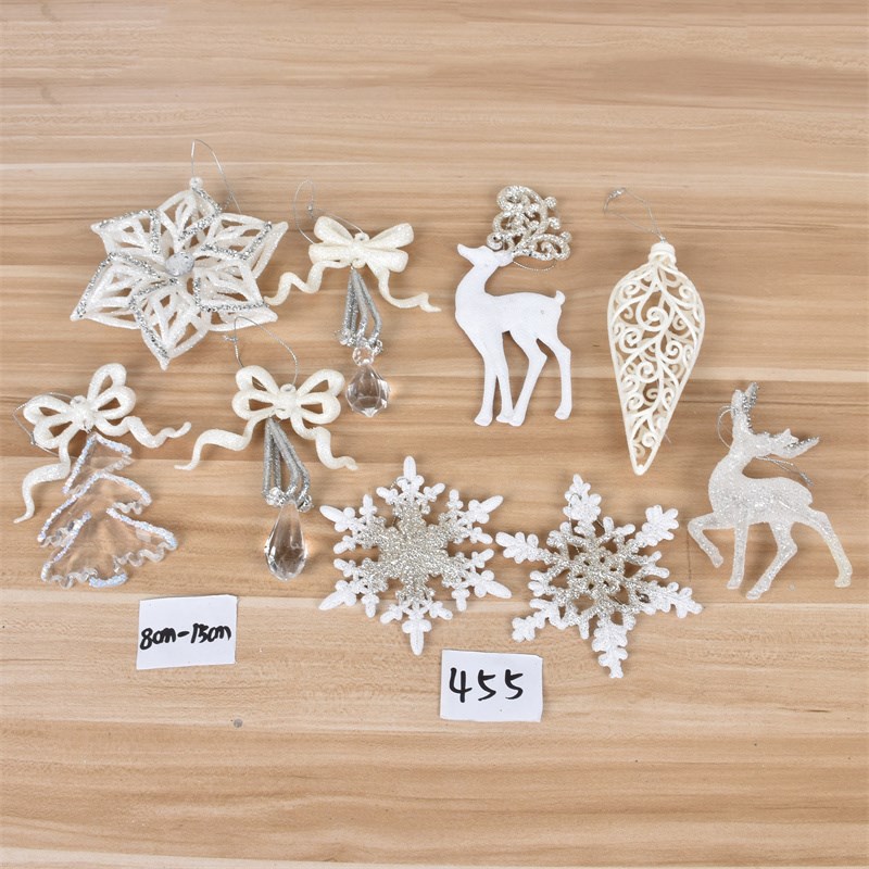 圣诞节日装饰用品商场橱窗场景布置亚克力雪花闪粉五角星创意挂件