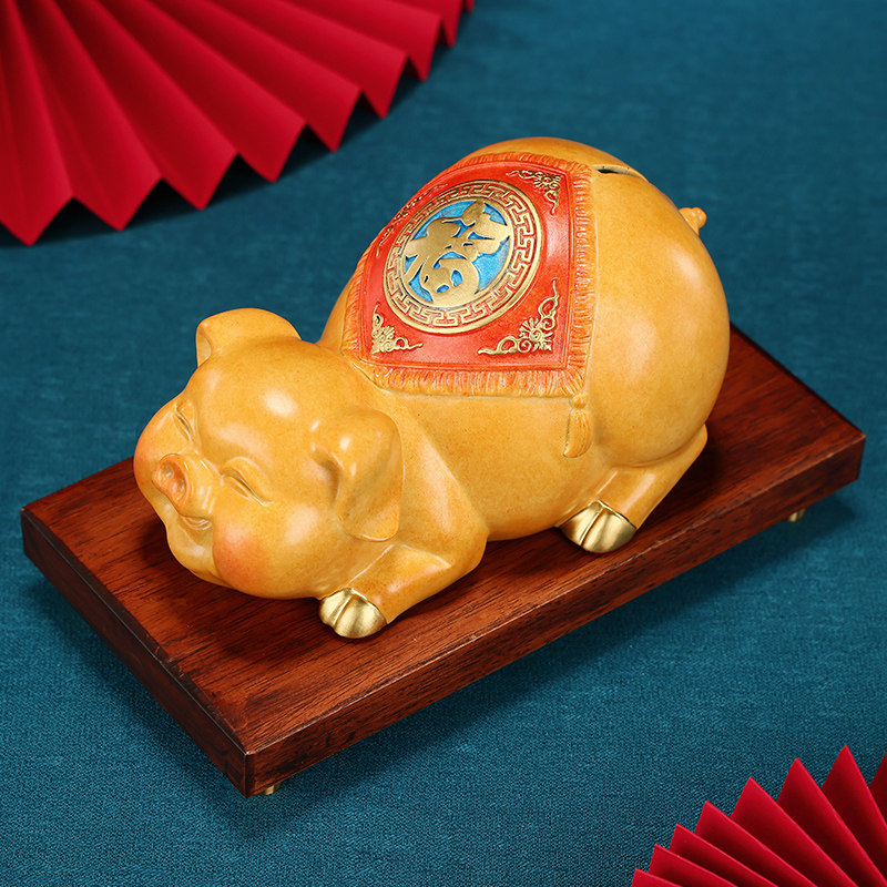 黄铜《金色福猪储蓄罐》摆件家居饰品摆设店铺开业乔迁生日礼品