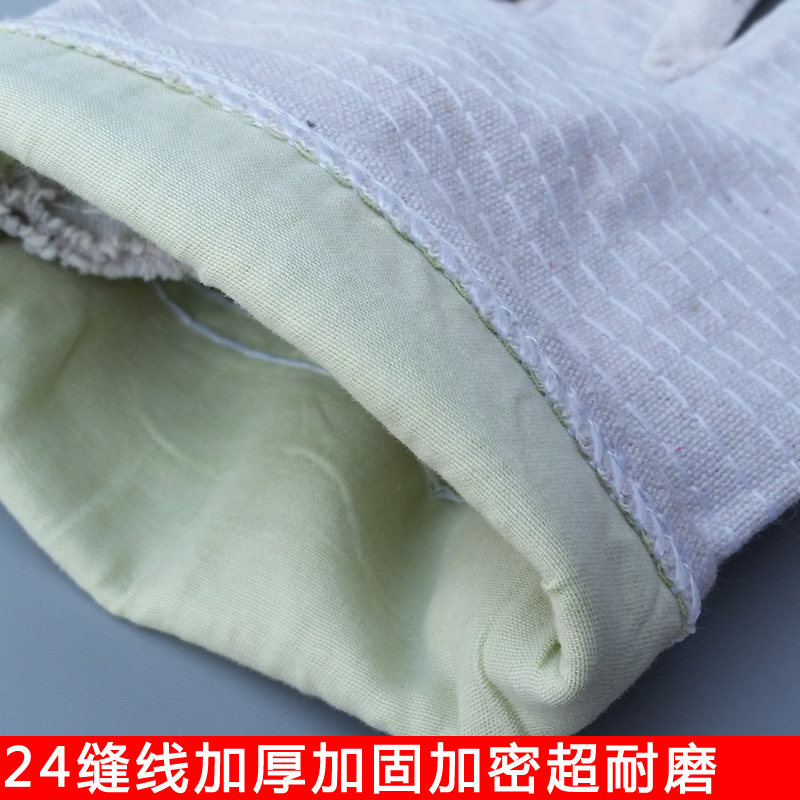 双层帆布手套耐磨劳保加厚包邮搬运电焊手套24道线白帆布手套包邮