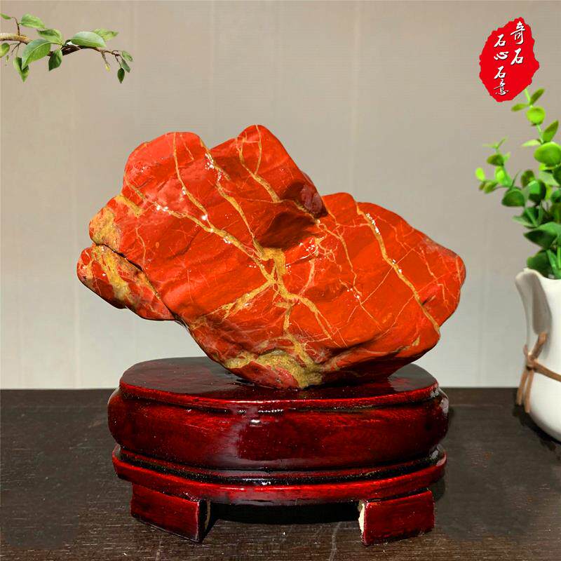 天然奇石玉石摆件南非红碧玉原石红色石头鸡血石观赏石收藏送礼