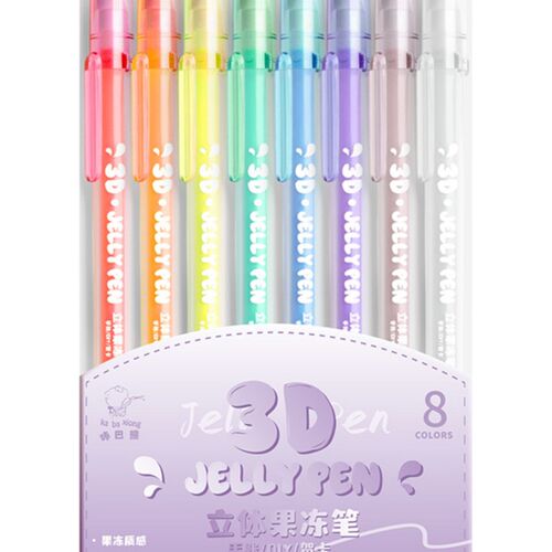 果冻笔闪光笔3d立体手帐笔学生用网红彩色手帐笔笔芯标记笔划重