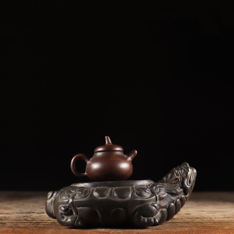 老石雕旧石器山西青石民俗怀旧仿古石材雕刻神龟茶托茶宠摆件复古