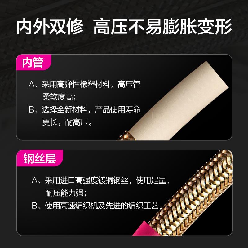 绿田洗车机高压出水管防爆钢丝编管玫红柔软家用商用水枪专用配件