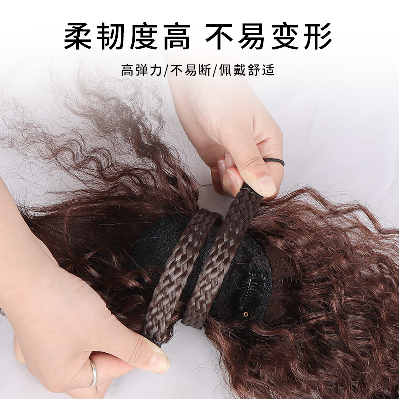 假发刘海女发箍一体真发玉米烫遮白发蓬松增发量卷发头顶补发片女