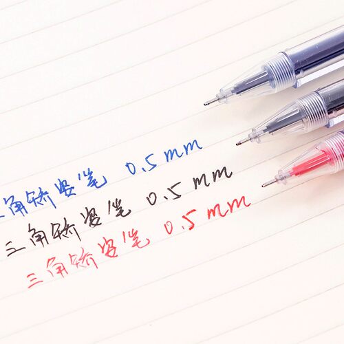 百通简约三角杆矫正握姿中性笔0.5mm全针管签字笔水性中性笔