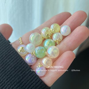 轻奢风纽扣珍珠人鱼姬色女针织开衫毛衣扣子炫彩极光连衣裙扣白色