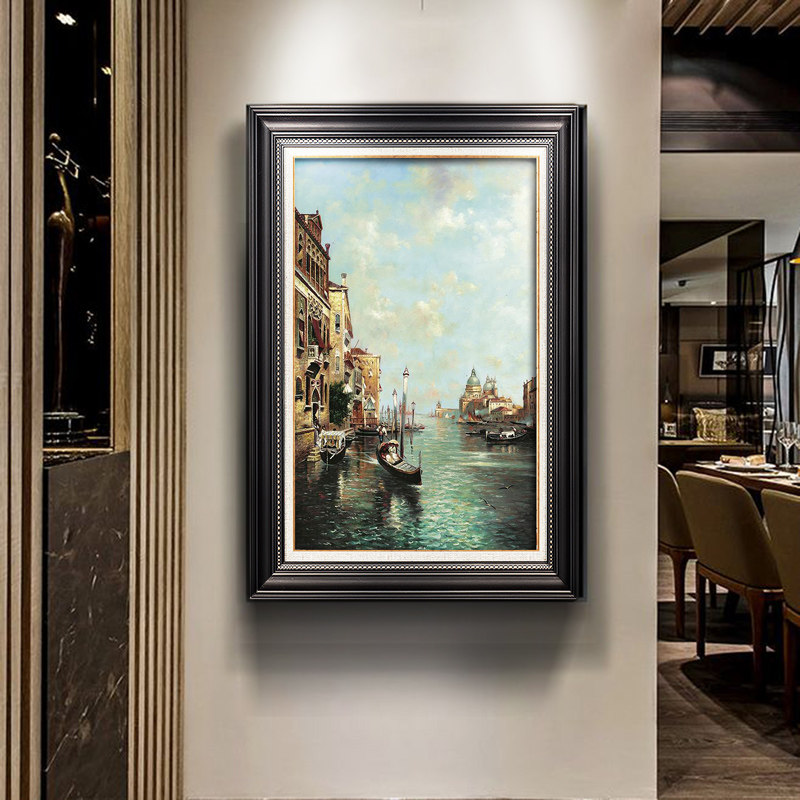 玄关装饰画美式客厅背景墙挂画餐厅壁画欧式油画复古楼梯墙面