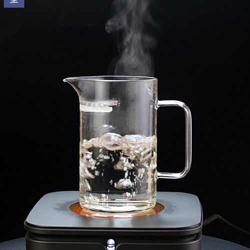 大号月牙杯实木底玻璃滤绿茶杯耐热茶海杯漏一体公道杯加厚分茶器