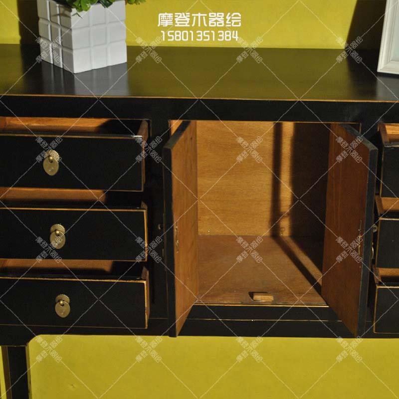 彩绘磨边梳妆台中式梳妆桌贝格卧室小户型装饰台新中式实木家具