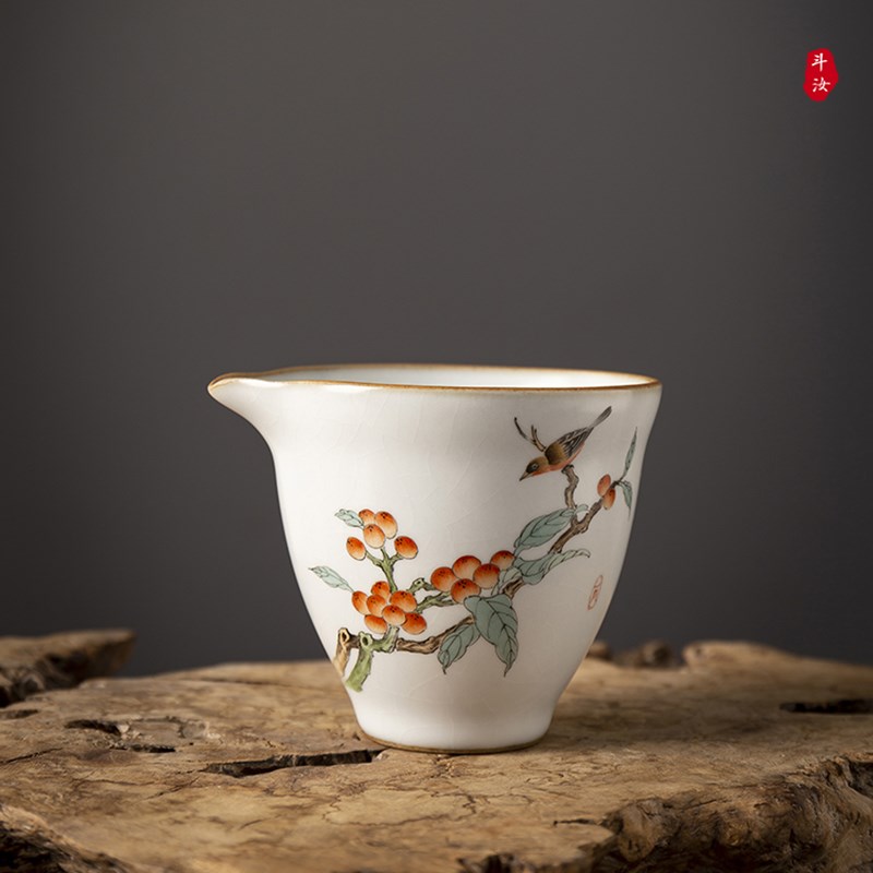 纯手工手绘汝窑开片功夫茶具汝瓷公道杯景德镇陶瓷茶海耐热分茶器