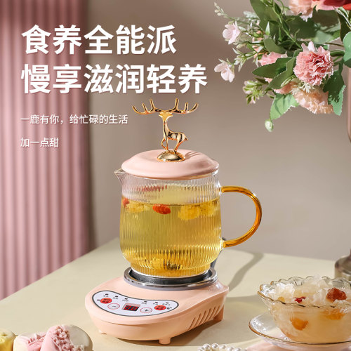 全玻璃养生电炖杯小型电加热水杯办公室迷你煮茶壶热牛奶煮粥神器