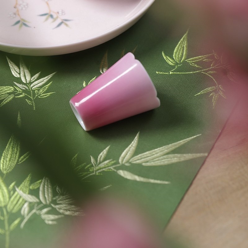 大鱼美器胭脂红海棠杯陶瓷茶杯女主人杯单丛岩茶杯茶碗景德镇图片