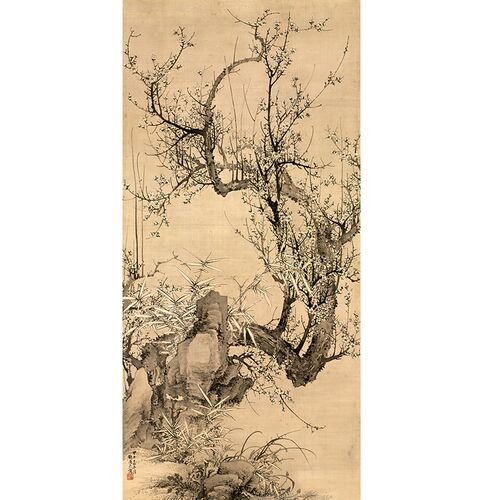 梅逸亮 梅竹图 高清微喷传统梅兰竹菊临摹绢布宣纸画稿范本墨梅图