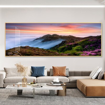 风景群山云海客厅装饰画沙发背景墙壁画挂画高档大气办公室山水画