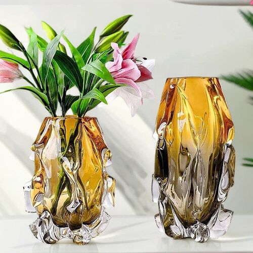 轻奢创意水晶玻璃花瓶客厅玄关水养鲜花琉璃花器家居插花瓶摆件