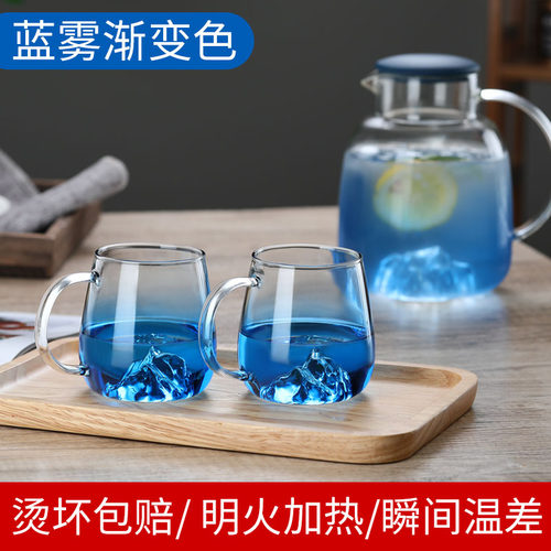 云石冷水壶家用玻璃耐高温耐热北欧风创意凉水壶套装夏季冰箱日式