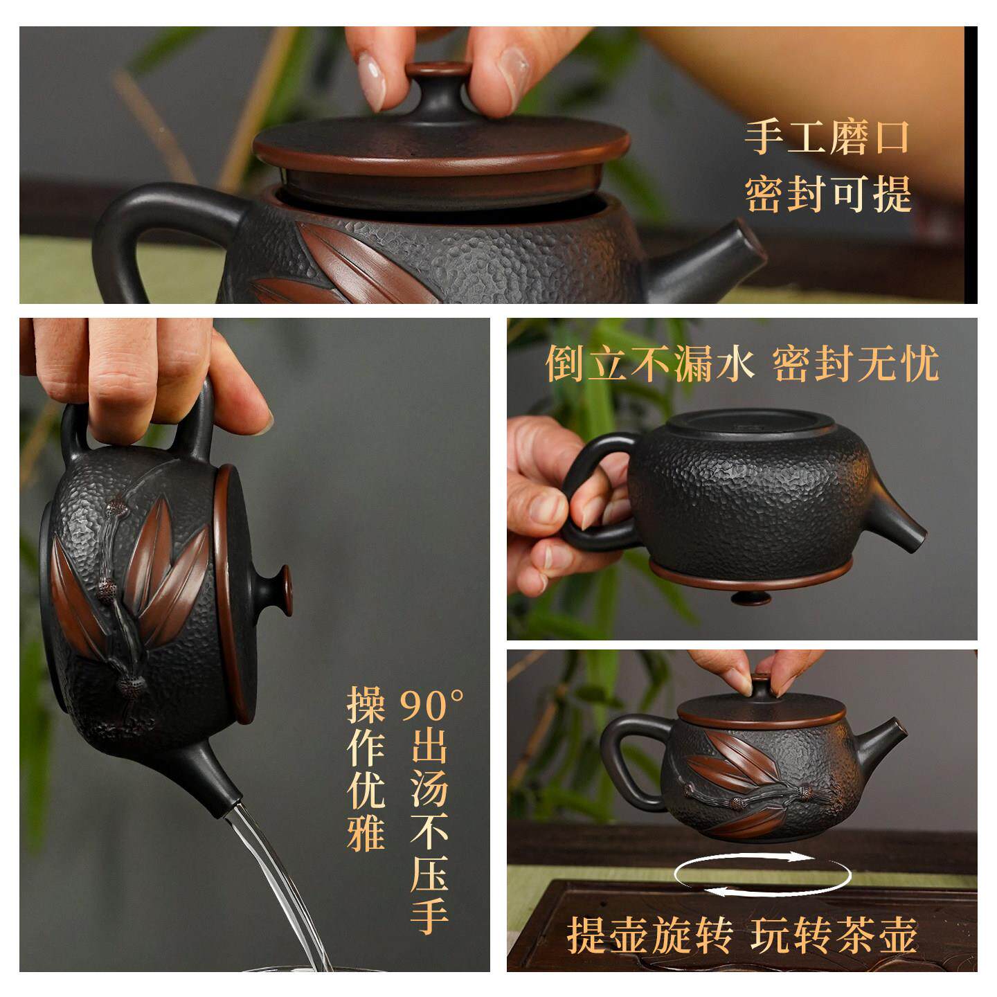 朴陶匠|南建水陶茶壶泡云茶用大口汉EFW紫瓦手工大口泡茶纯茶家具