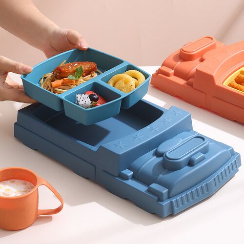 汽车餐具套装儿童餐盘分格家用防摔可爱幼儿园餐盘宝宝辅食碗勺杯