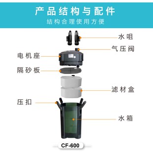创星过滤桶CF800 前置鱼缸过滤器 外置过滤桶静音鱼缸水族箱机头