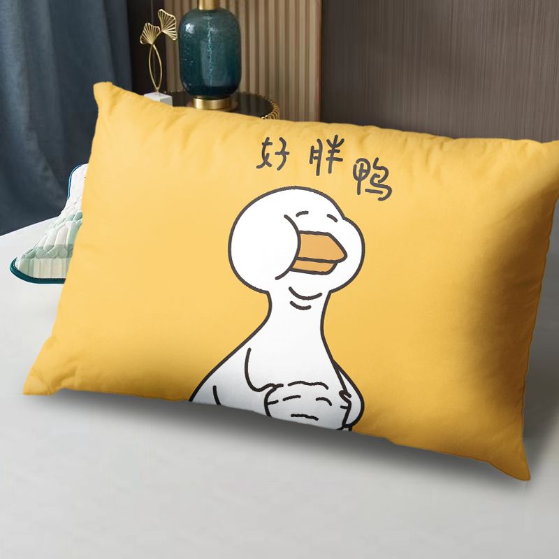 短毛绒可爱加油鸭抱枕家用儿童房午休小枕头可定制枕芯枕套套装图片