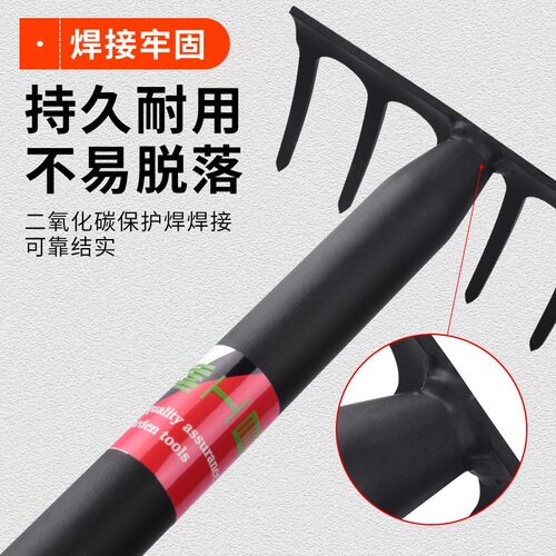 园艺六齿耙锰钢农用农具户外种菜挖土赶海园林工具搂除草铁钉耙子