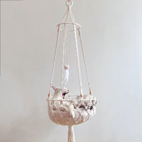 杰作集 猫咪吊床手工编织四季通用晒太阳窗户猫秋千猫窝diy材料包