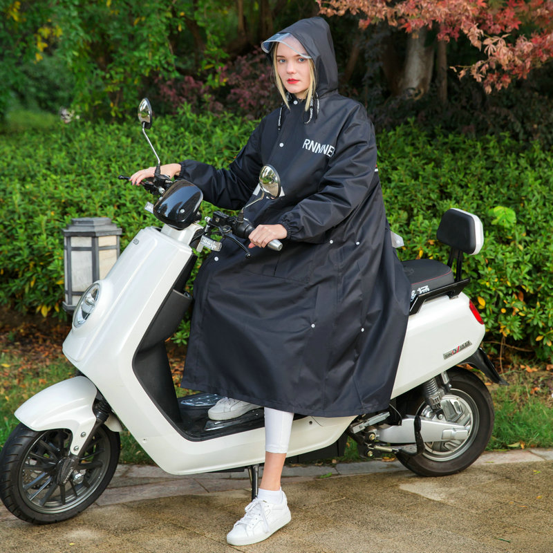 时尚新款涤纶雨伞布料轻薄透气四合一电动车徒步学生背包骑车雨衣