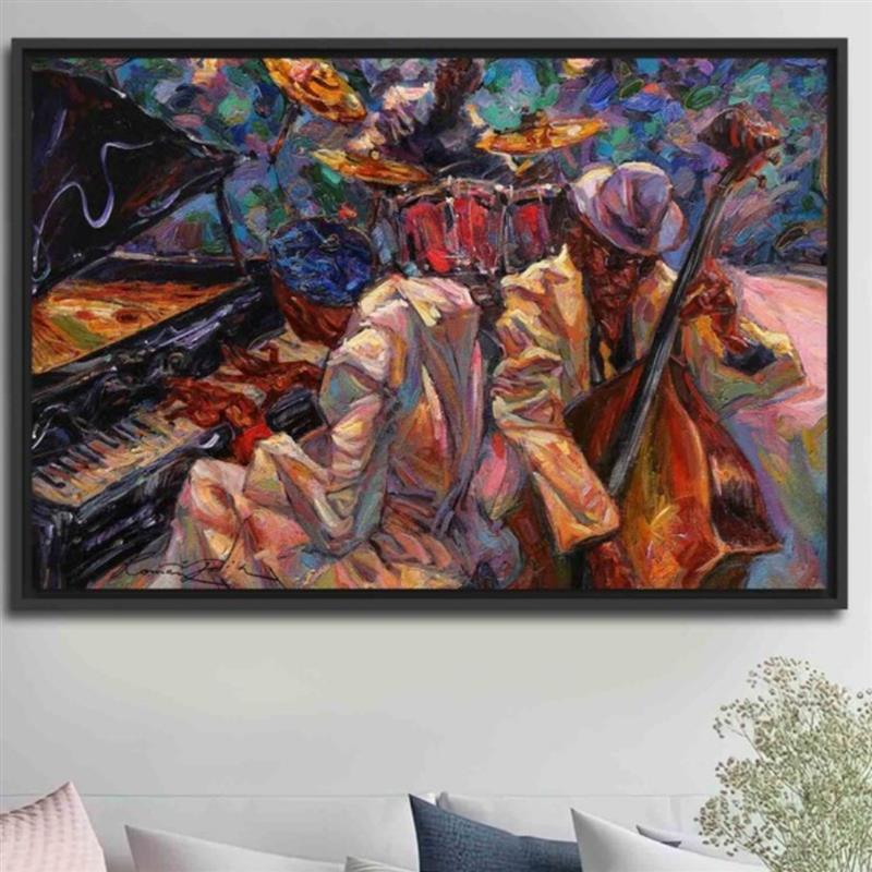 怀旧复古装饰画有框挂画墙壁电吉他油画风海报音乐工作室爵士乐队