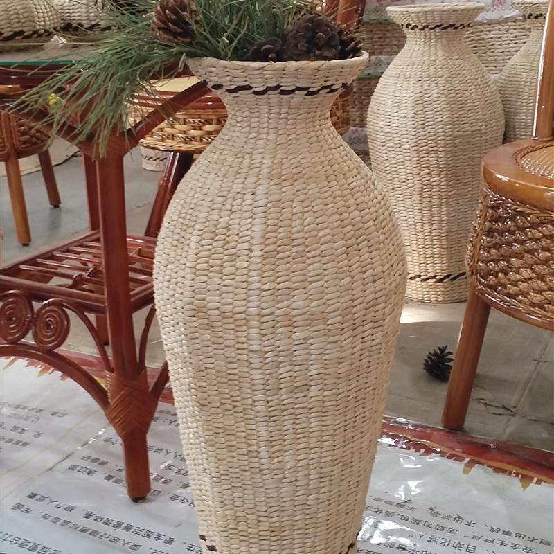 永不碎蒲草藤编织干插花瓶器田园大号客厅桌面装饰篮摆件耐用结实