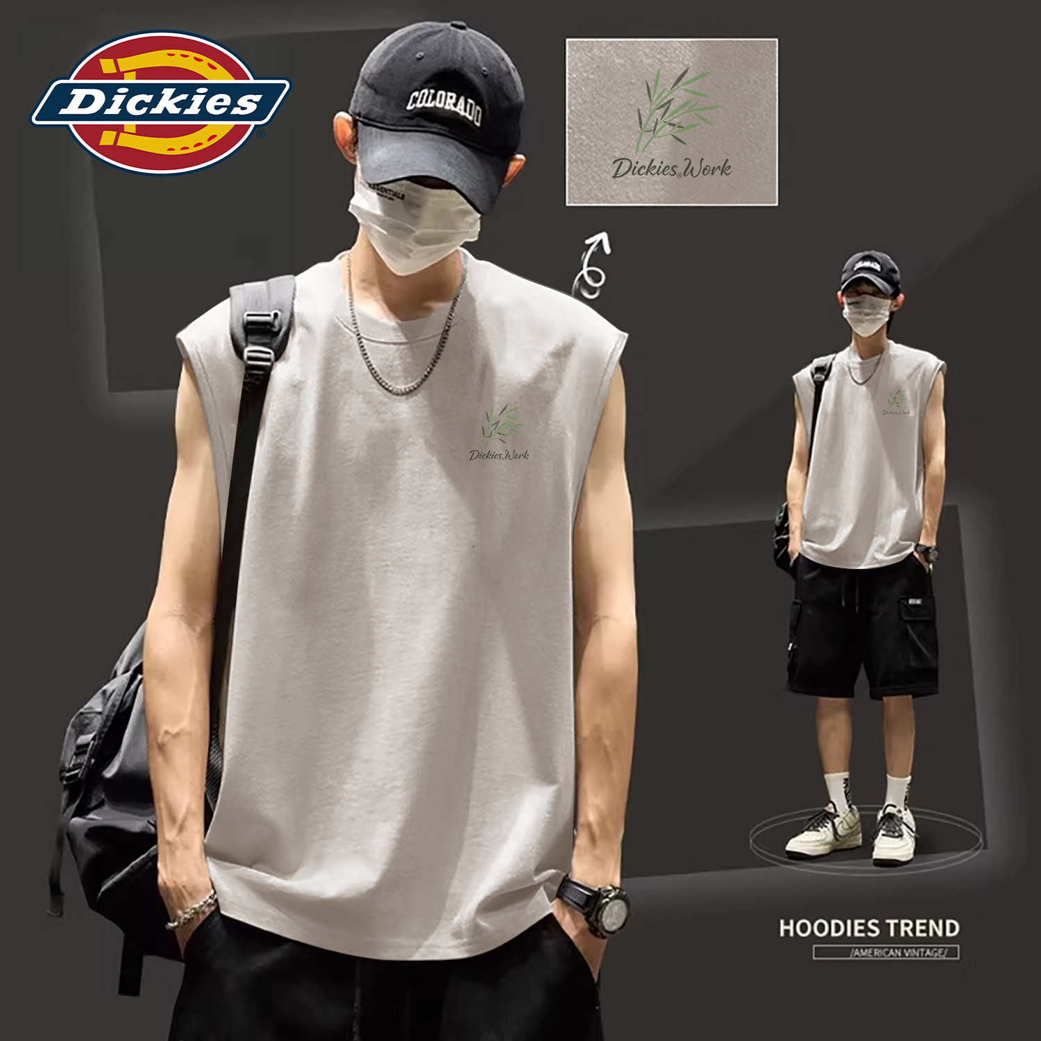 Dickies海鸥灰纯棉背心男款