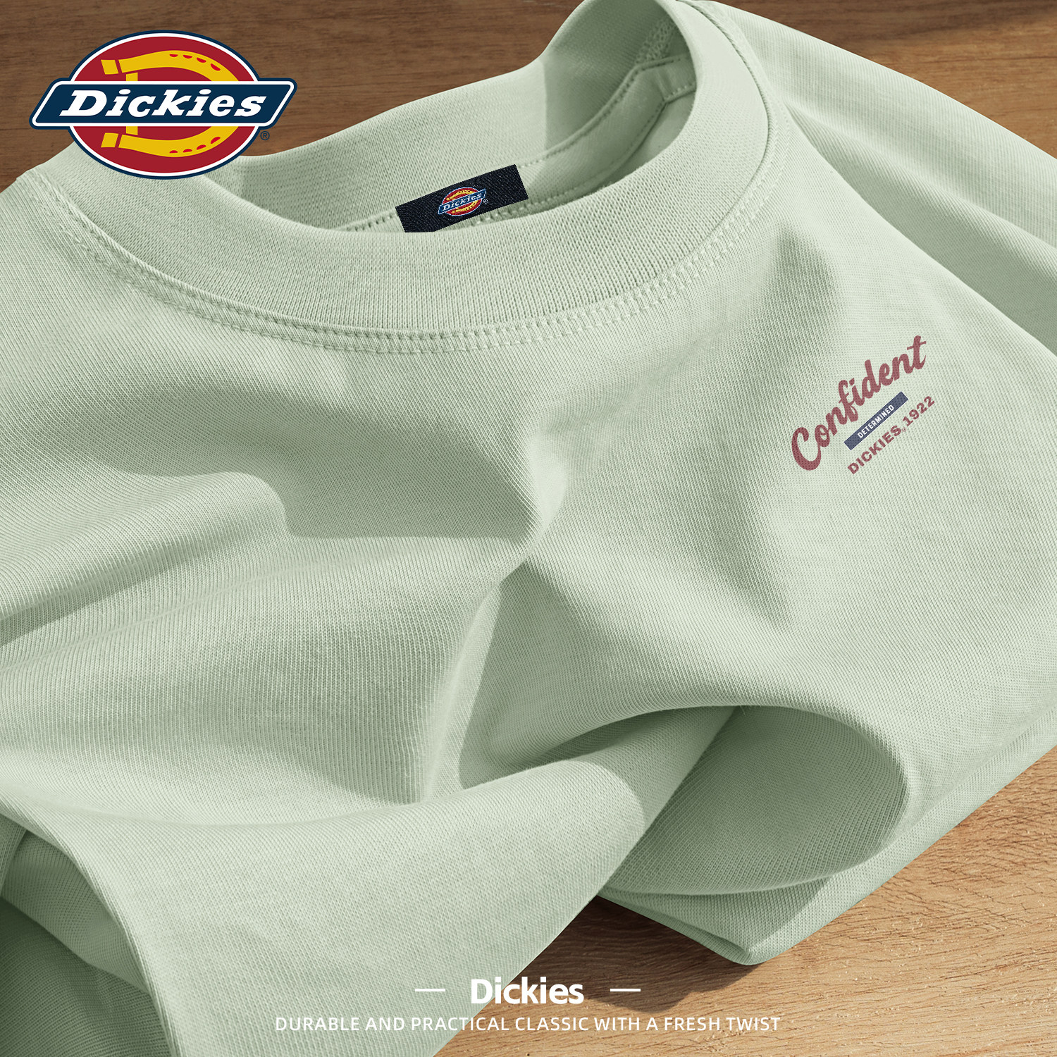 Dickies灰绿色纯棉短袖t恤男