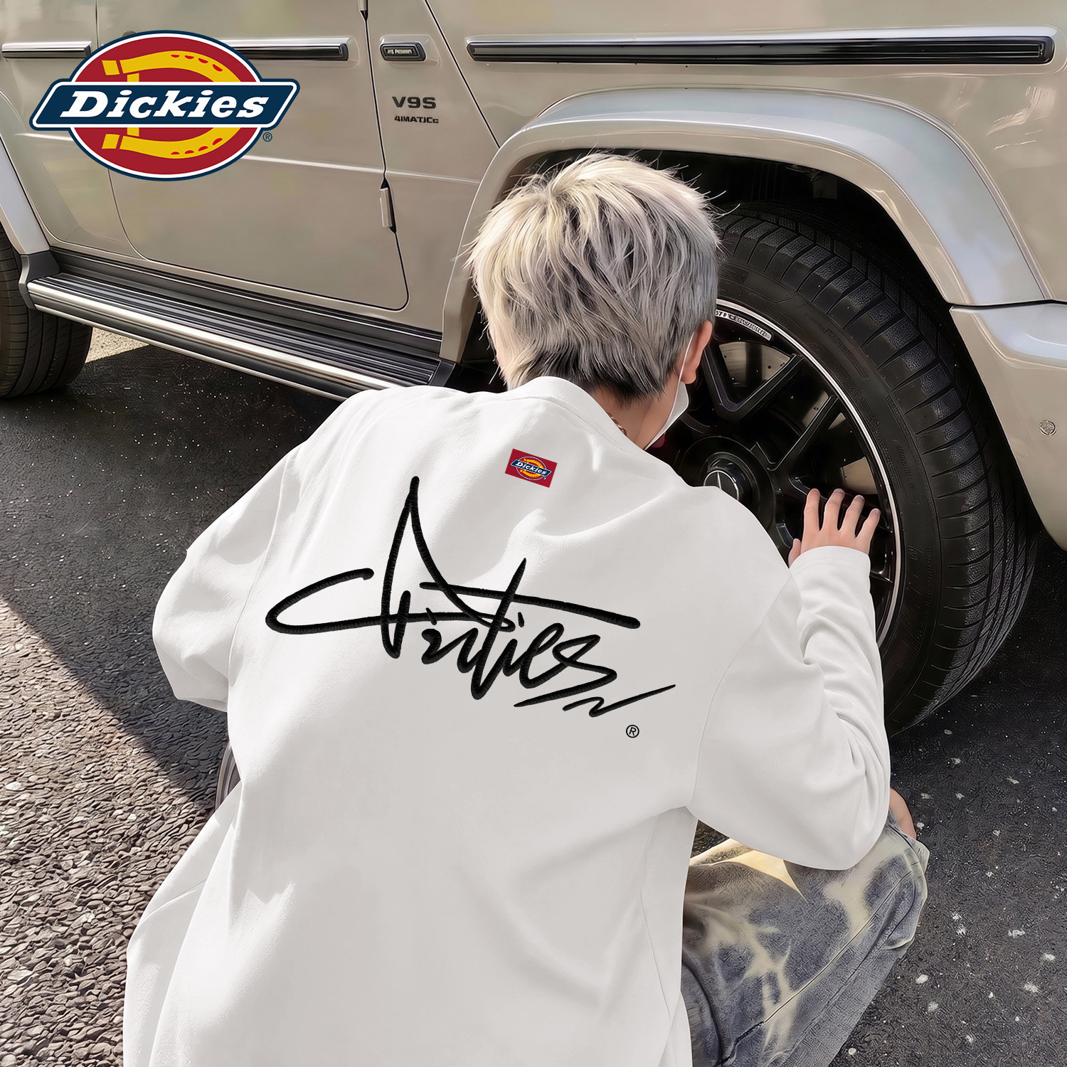 Dickies男生白色纯棉潮牌长袖T恤