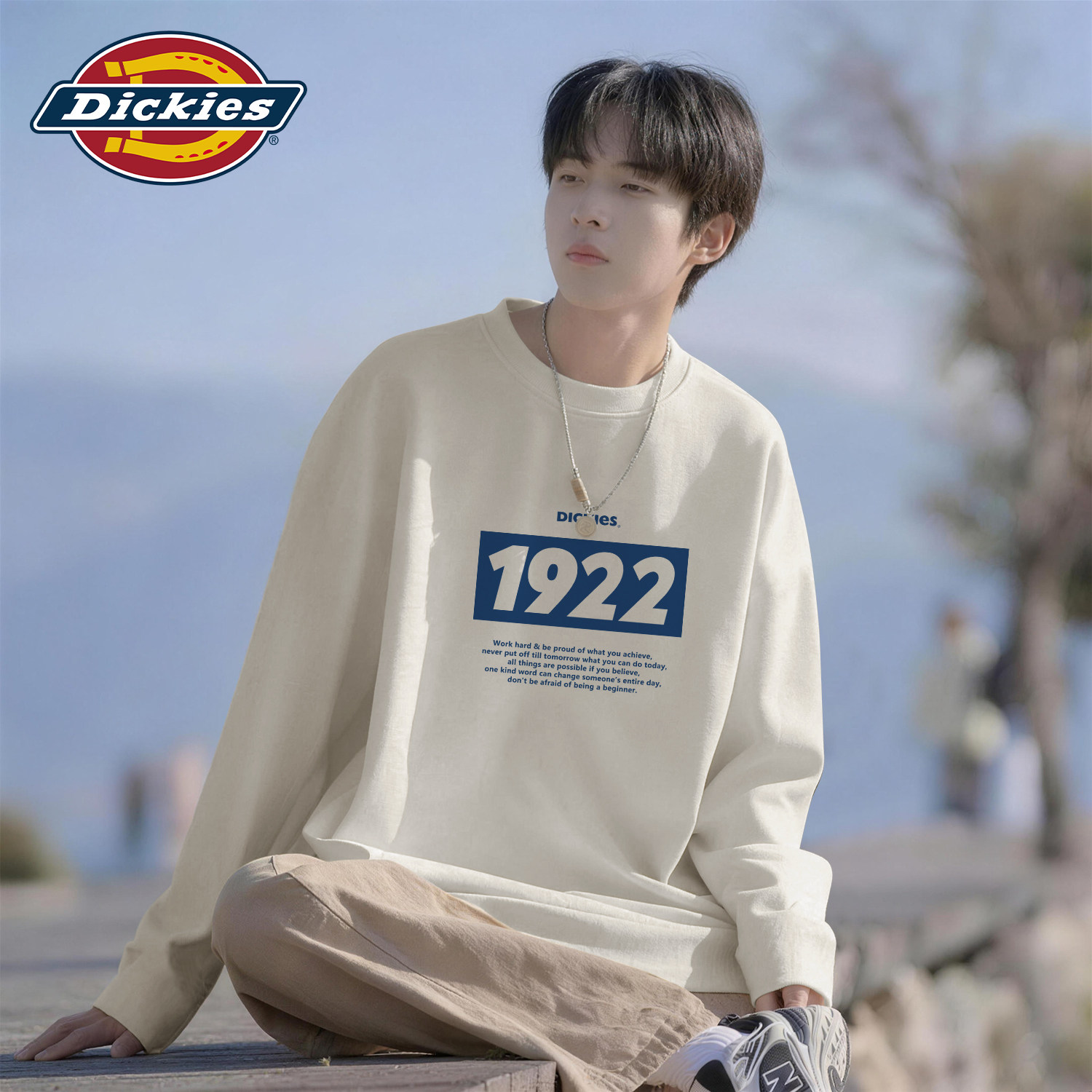 Dickies男生潮流t恤2026秋季新款小众设计字母印花高街潮牌长袖男